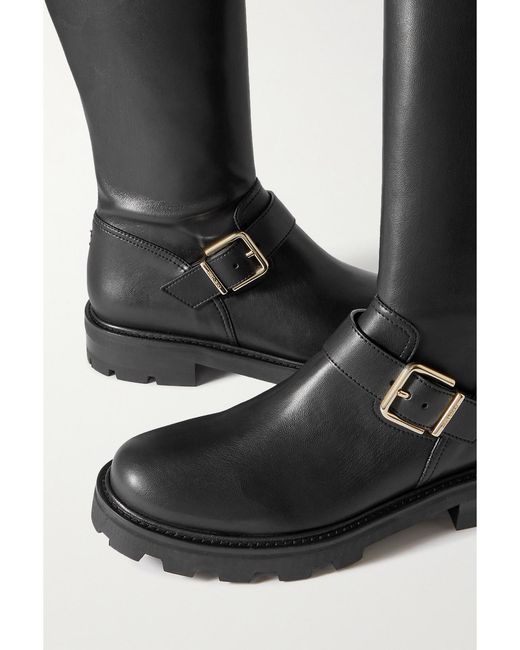 Jimmy Choo Black Biker Ii Leather Over-The-Knee Boots