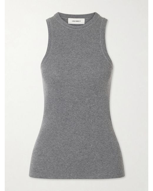 Lisa Yang Gray Amaya Cotton And Cashmere-Blend Tank Top