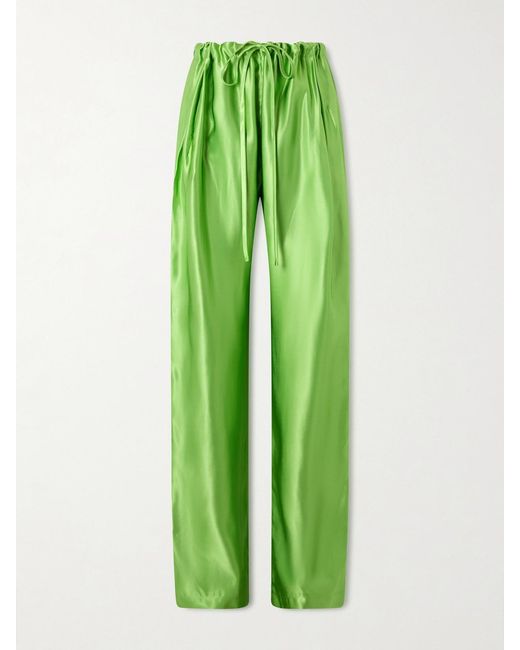 Khaite Green Rohen Satin Pants
