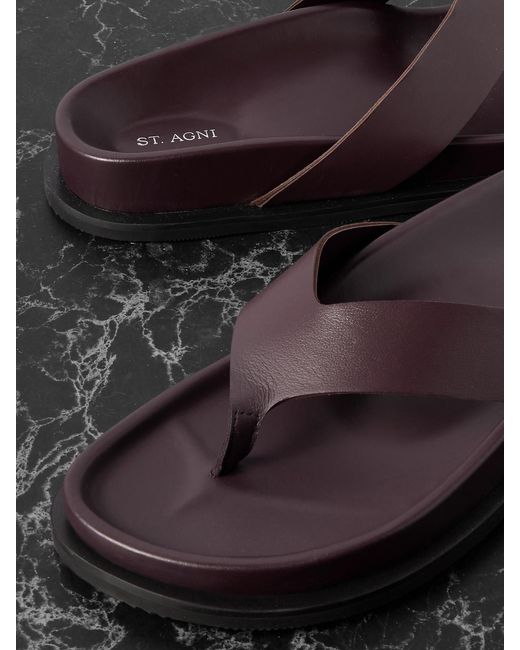 St. Agni White Leather Flip Flops