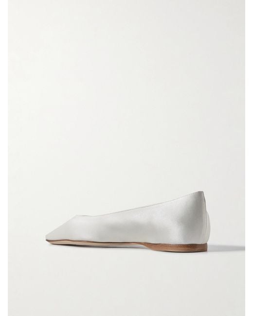 Danielle Frankel Natural Riley Satin Point-Toe Ballet Flats
