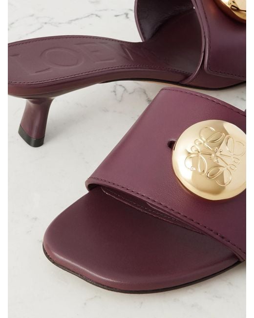 Loewe Brown Pebble Embellished Leather Mules