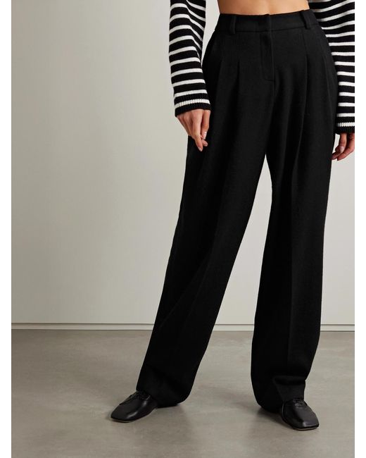 Frankie Shop Black Layton Hose Mit Weitem Bein Aus Wolle Mit Falten