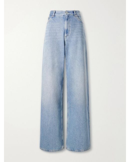 Erdem Blue Mid-Rise Wide-Leg Jeans