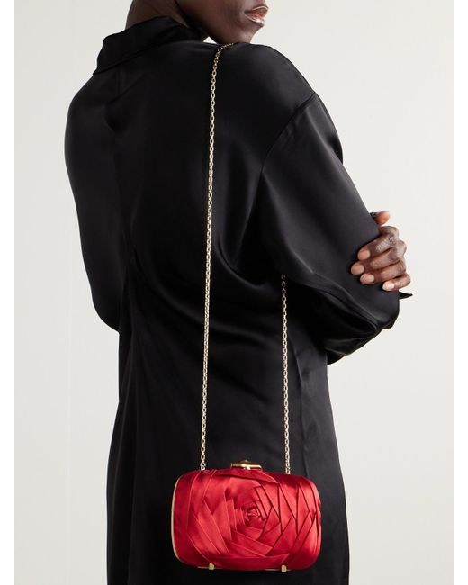 Roger Vivier Red Boite De Nuit Rose Embellished Satin Clutch