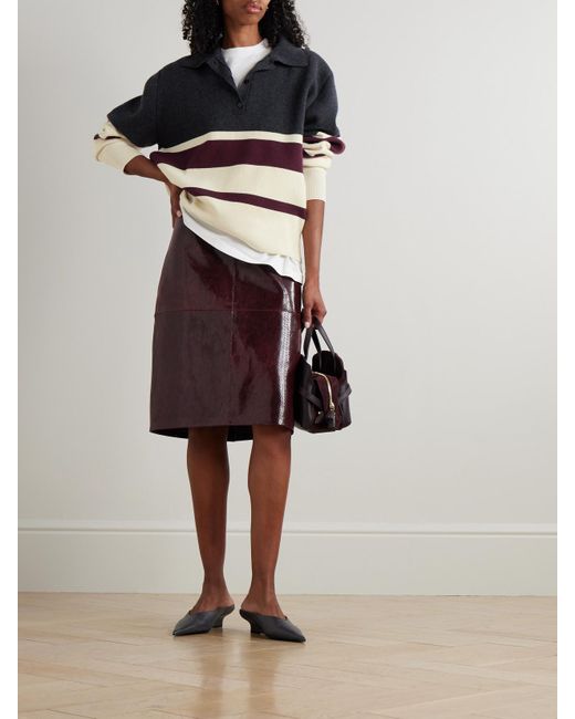 Rohe Black Oversized Striped Wool And Cashmere-Blend Polo Sweater