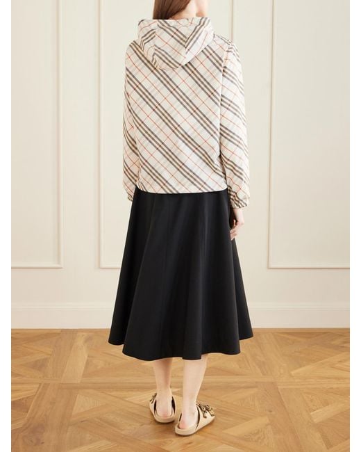 Burberry Natural Checked Hooded Shell Jacket