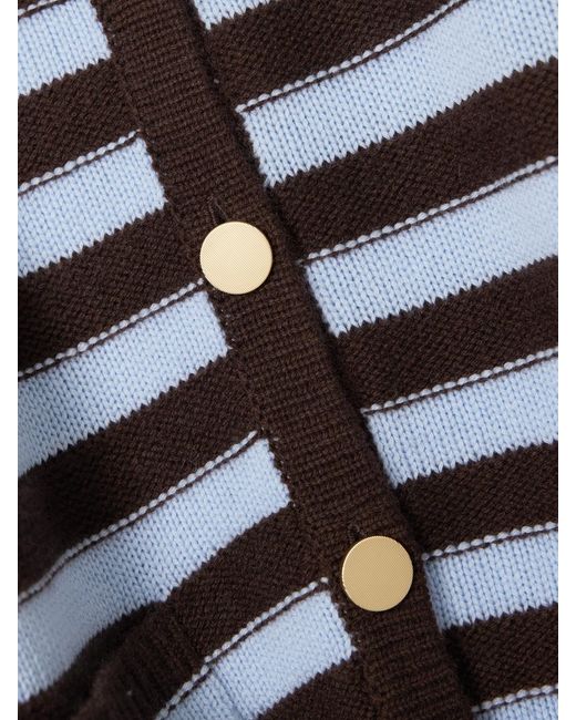 Allude Blue Striped Wool And Cashmere-Blend Cardigan