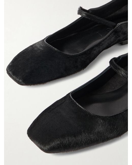 Aeyde Black Uma Calf Hair Mary Jane Ballet Flats
