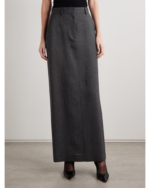 The Row Black Roux Wool Maxi Skirt