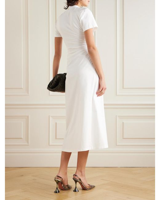 Rabanne White Embellished Cutout Jersey Midi Dress