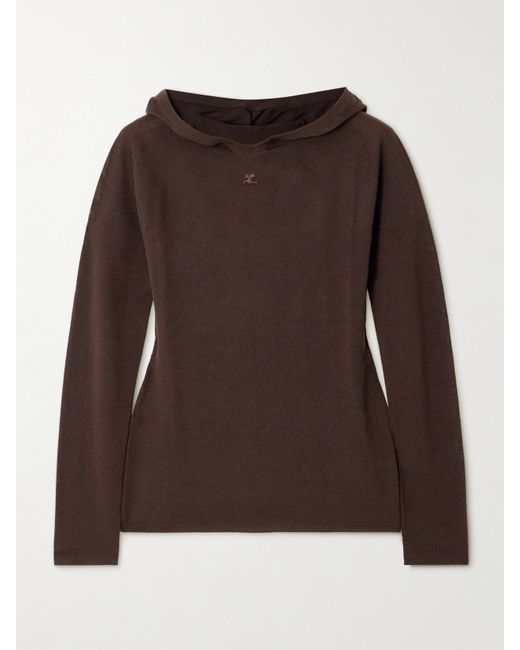 Courreges Brown Kapuzenpullover Aus Wolle Mit Logostickerei