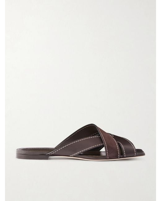 Tod's Brown Suede And Leather Slides