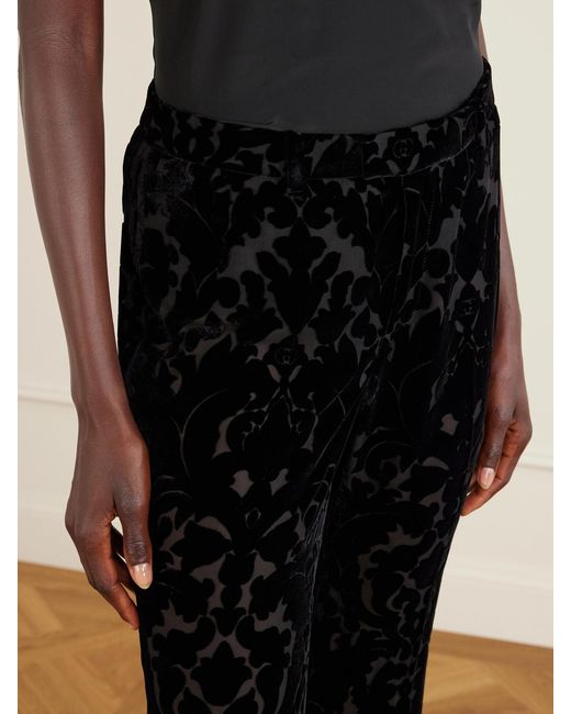 Gucci Black Devoré-Velvet Flared Pants