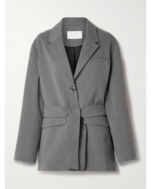 Proenza Schouler Gray Lincoln Blazer Aus Flanell Mit Bindegürtel