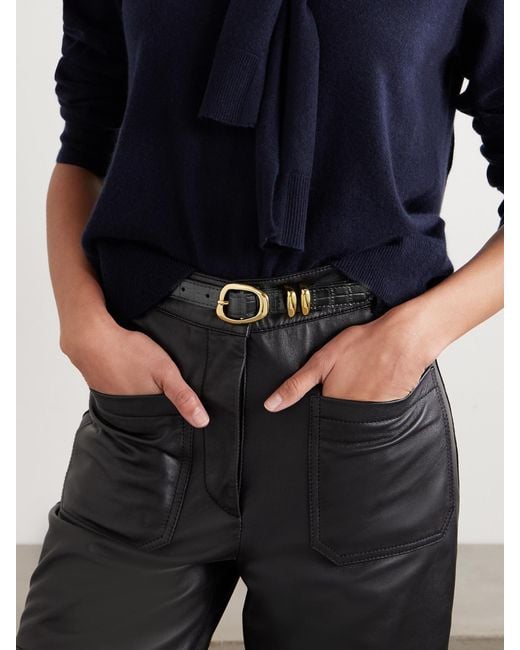 Amanu Black The Tugela Croc-Effect Leather Belt