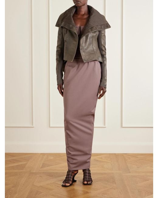 Rick Owens Purple Soft Pillar Wool-Stretch Maxi Skirt