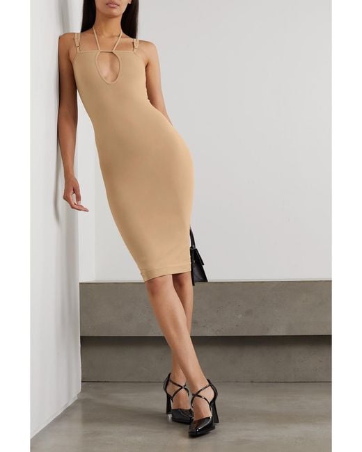 ANDREADAMO White Midikleid Aus Stretch-Jersey Mit Cut-Out