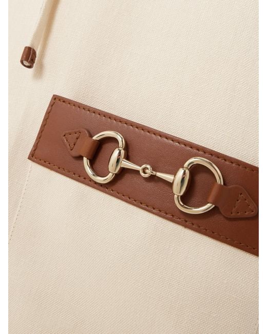 Gucci Natural Kleid Aus Leinencanvas Mit Horsebit, Größe