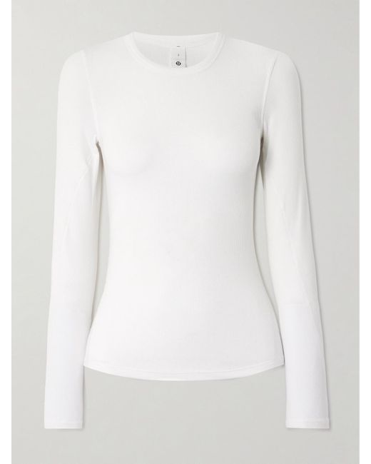 lululemon athletica White Hold Tight Oberteil Aus Geripptem Stretch-Modal
