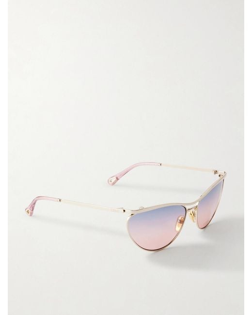 Chloé Pink Aviator-Style-Tone Sunglasses