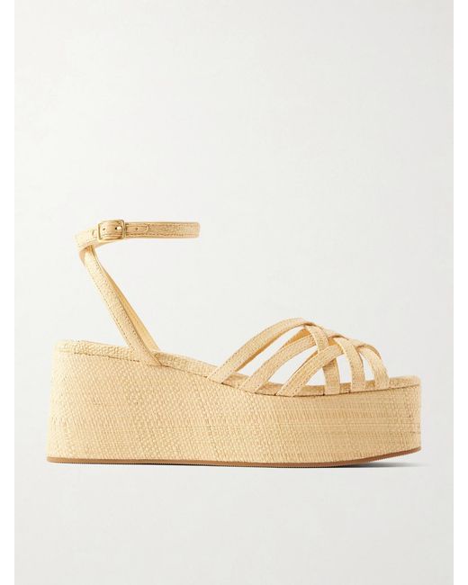 Loeffler Randall Natural Channing Raffia Platform Wedge Sandals
