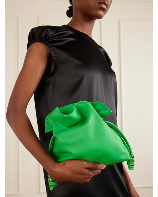 Loewe Green Flamenco Coil Mini Leather Clutch