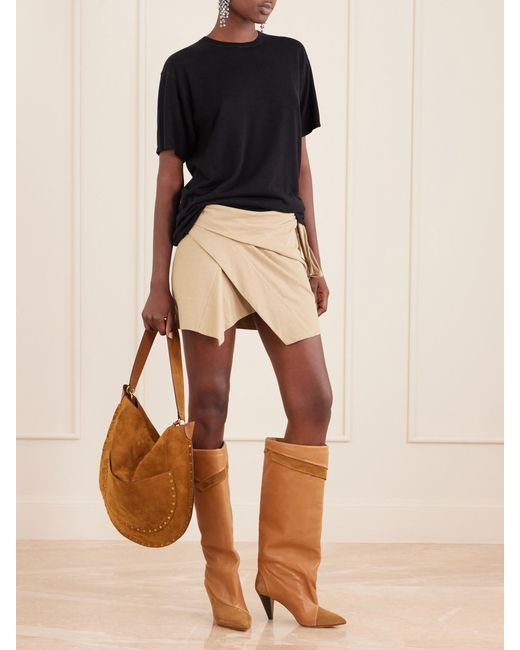 Isabel Marant Brown Oskan Embellished Suede Shoulder Bag