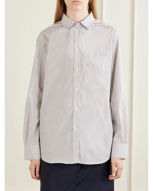 Rohe White Striped Cotton-Poplin Shirt