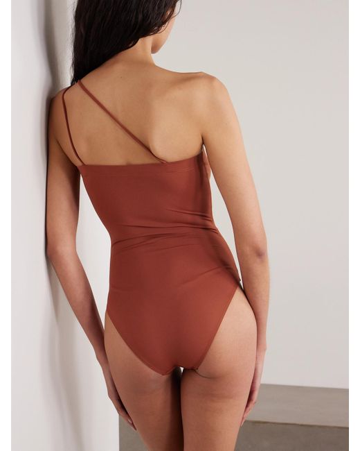 Gucci Red Asymmetrischer Badeanzug Mit Kette