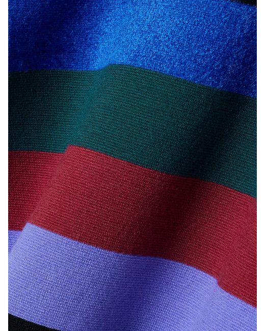 Christopher John Rogers Blue Ärmelloser Rollkragenpullover Aus Einer Gestreiften Wollmischung