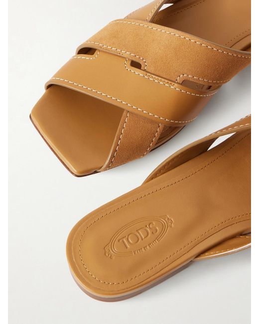 Tod's Brown Suede And Leather Slides
