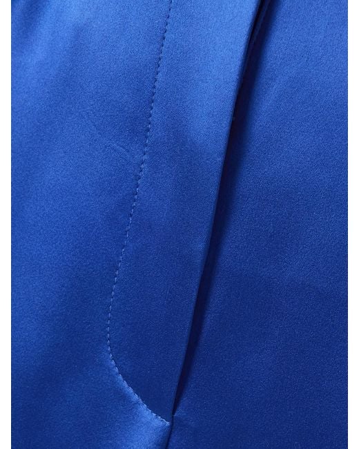 Gabriela Hearst Blue Norman Belted Silk-Satin Straight-Leg Pants
