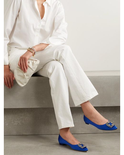 Manolo Blahnik Blue Hangisiflat Denim