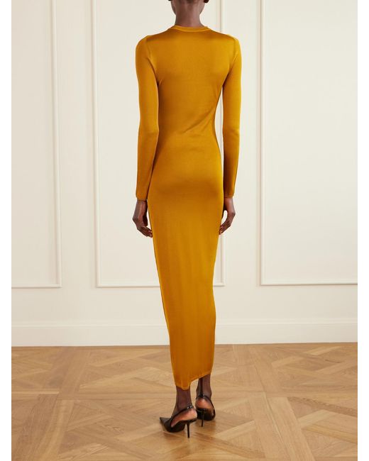 Saint Laurent Yellow Knitted Maxi Dress