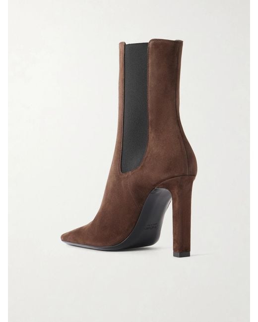 Saint Laurent Brown Francoise 95 Suede Ankle Boots
