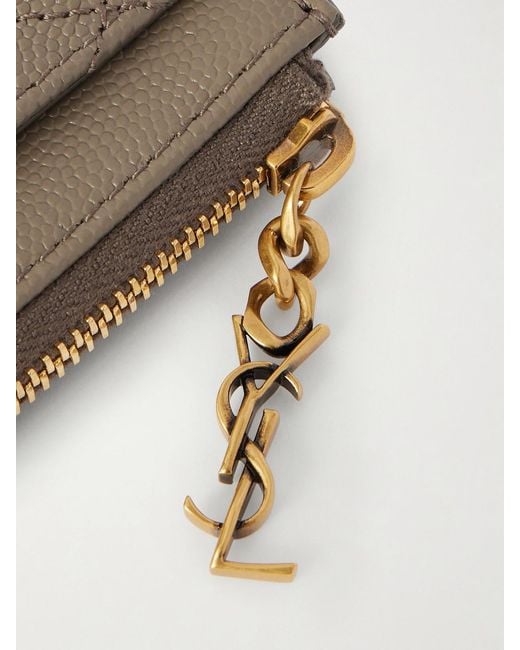 Saint Laurent Natural Quilted Textured-Leather Wallet