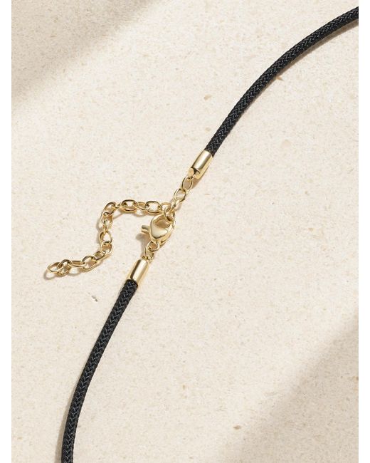 STONE AND STRAND Natural Large Peace 14-Karat And Cord Choker