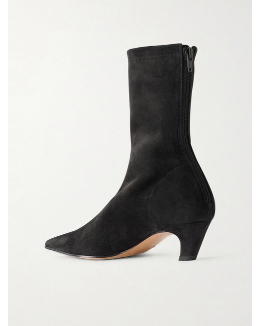 Khaite Black Arizona Suede Ankle Boots