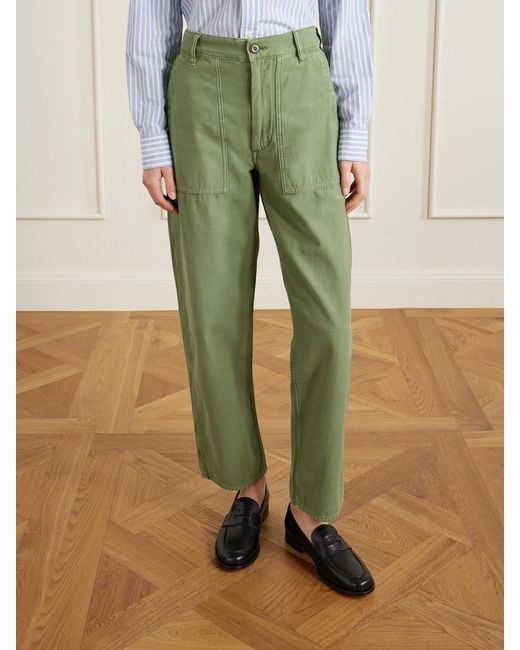 Polo Ralph Lauren Green Cotton-Twill Straight-Leg Pants