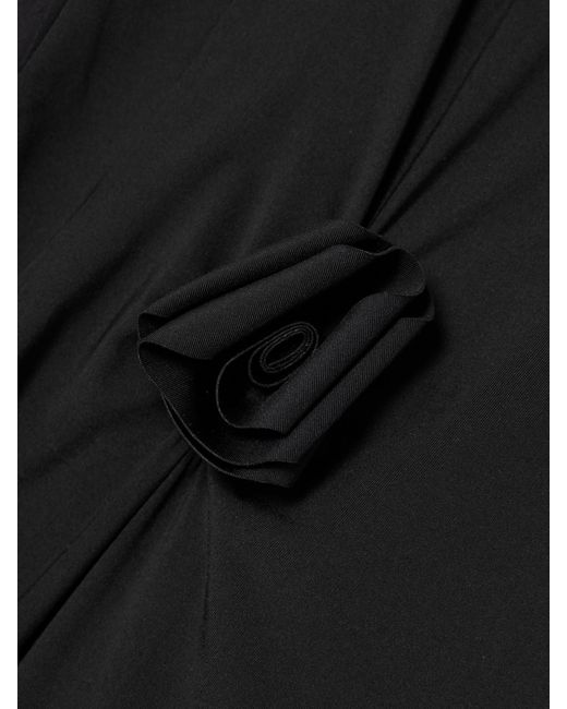 Maygel Coronel Black Hibisco Appliquéd Stretch-Jersey Maxi Dress