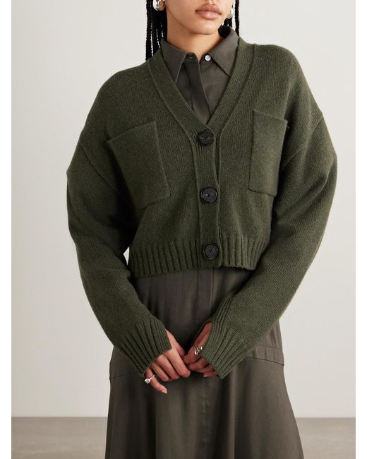 Proenza Schouler Green Sofia Cropped Cashmere And Wool-Blend Cardigan