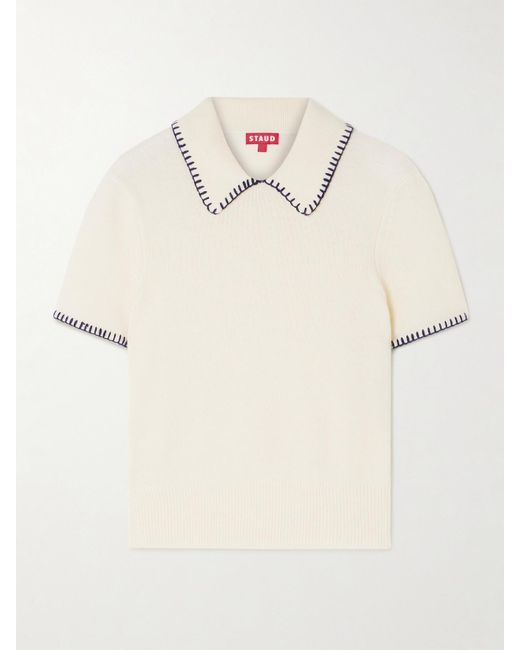 Staud Natural Windsor Verkürztes Oberteil Aus Einer Wollmischung Mit Polokragen Und Stickereien
