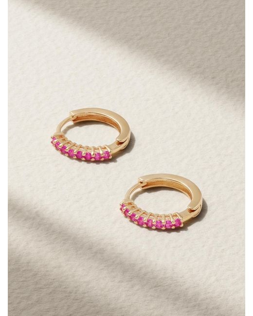 Mateo Natural 14-Karat Sapphire Hoop Earrings