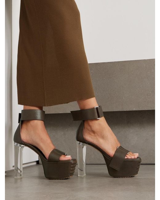 Rick Owens Black Leather Platform Sandals