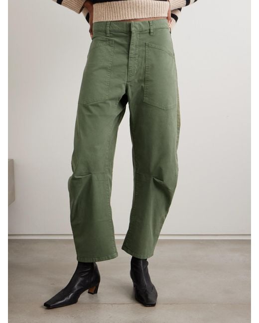 Nili Lotan Green Shon Barrel-Hose Aus Twill Aus Einer Baumwollmischung