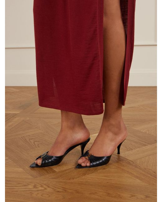 Saint Laurent Black Babylone Mules Aus Glanzleder Mit Raffungen Und Verzierung