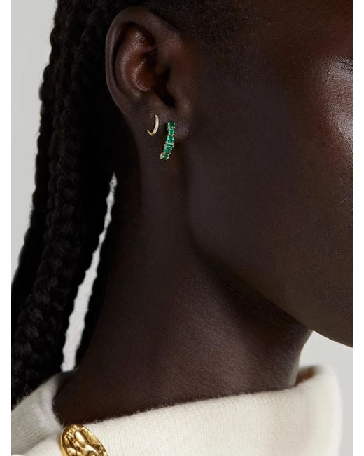 Ileana Makri Blue 18-Karat Emerald Hoop Earrings