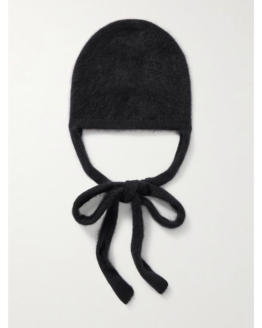 Lisa Yang Black Beanie Aus Gebürstetem Kaschmir