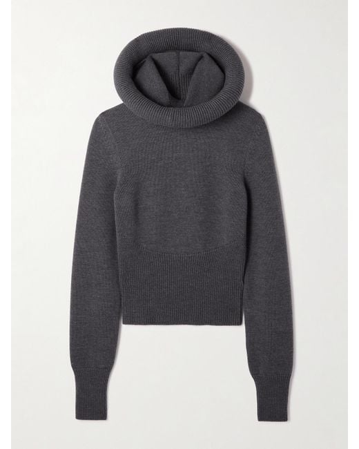 Alaïa Blue Wollpullover Mit Kapuze